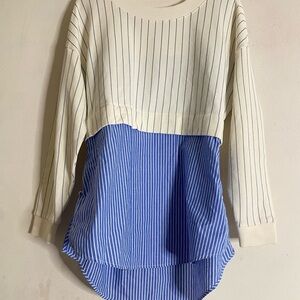 Anthropologie blue white striped twofer sweatshirt small